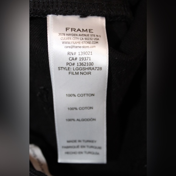 FRAME Le Grand Garcon Frayed Film Noir Black Denim Shorts - Picture 9 of 9